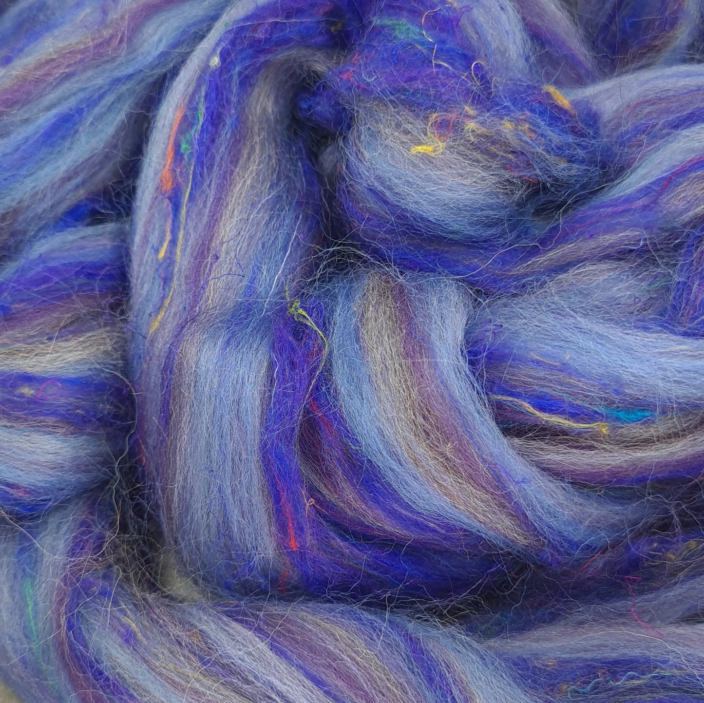 Hyacinth - Corriedale, UK Alpaca & Sari Silk Combed Top - Winnham Blend