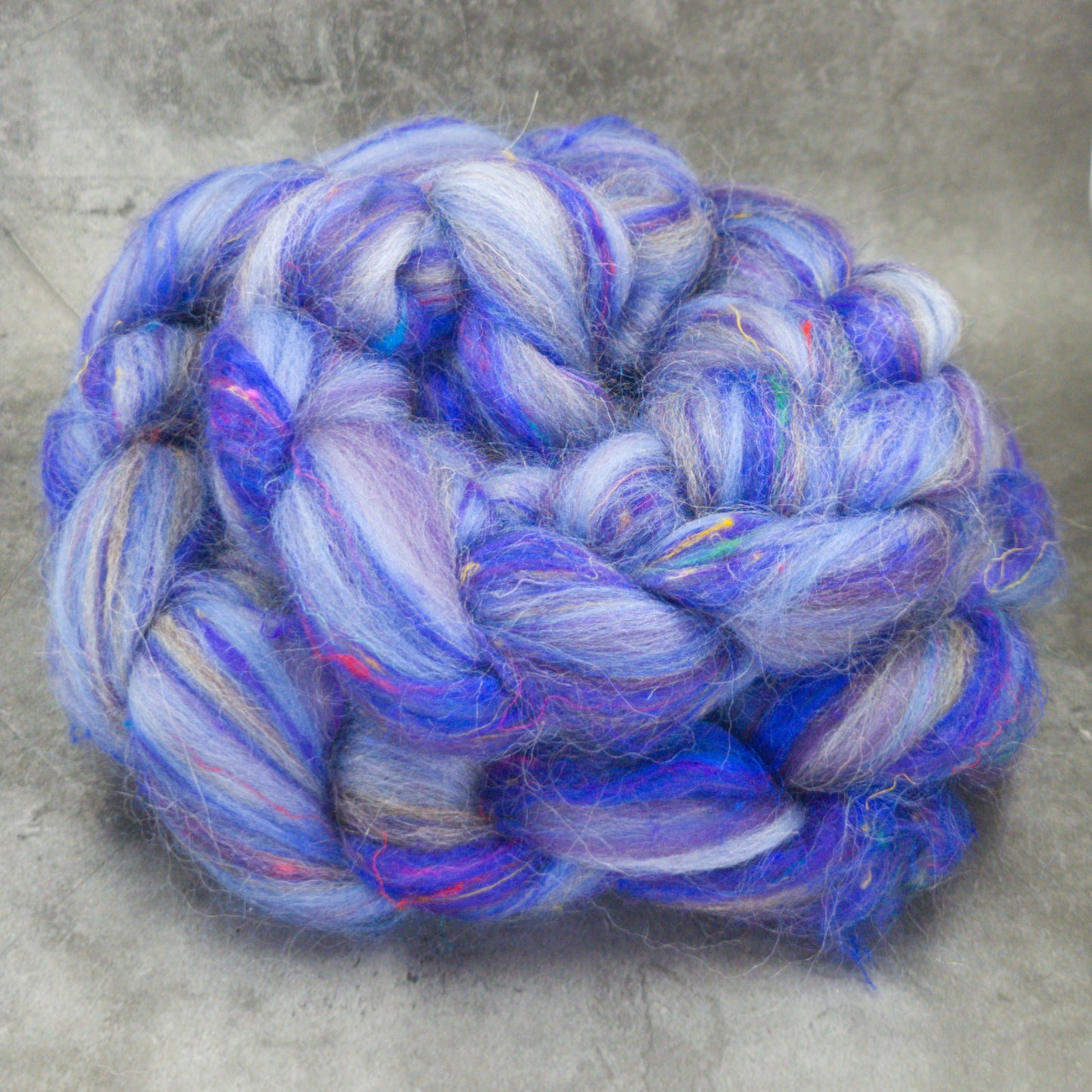 Hyacinth - Corriedale, UK Alpaca & Sari Silk Combed Top - Winnham Blend