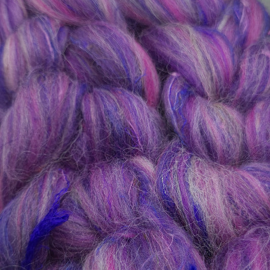 Aster - Corriedale, UK Alpaca & Sari Silk Combed Top - Winnham Blend