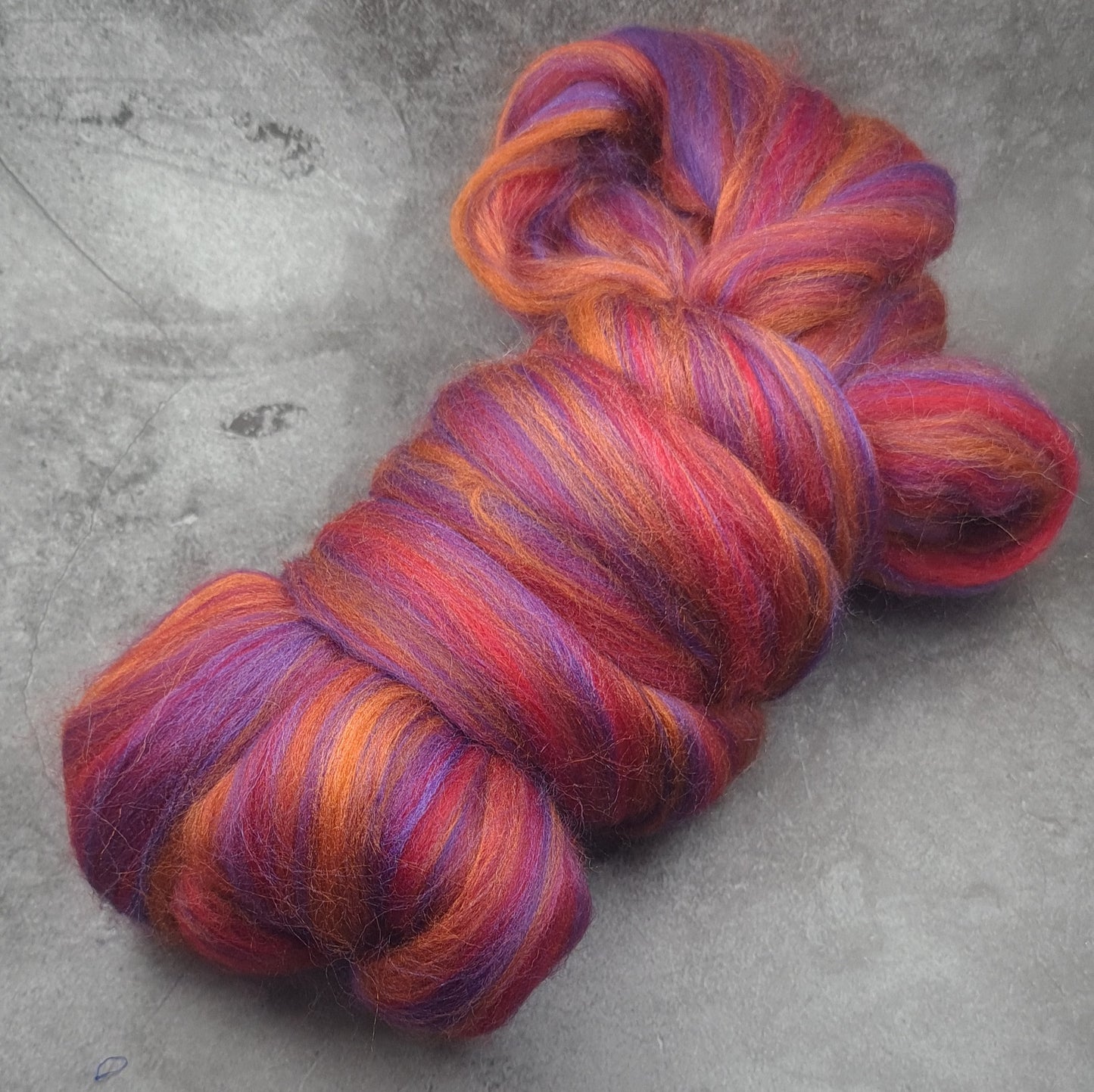 Red Velvet - Super Fine Merino & Tussah Silk combed top - Downend Blend