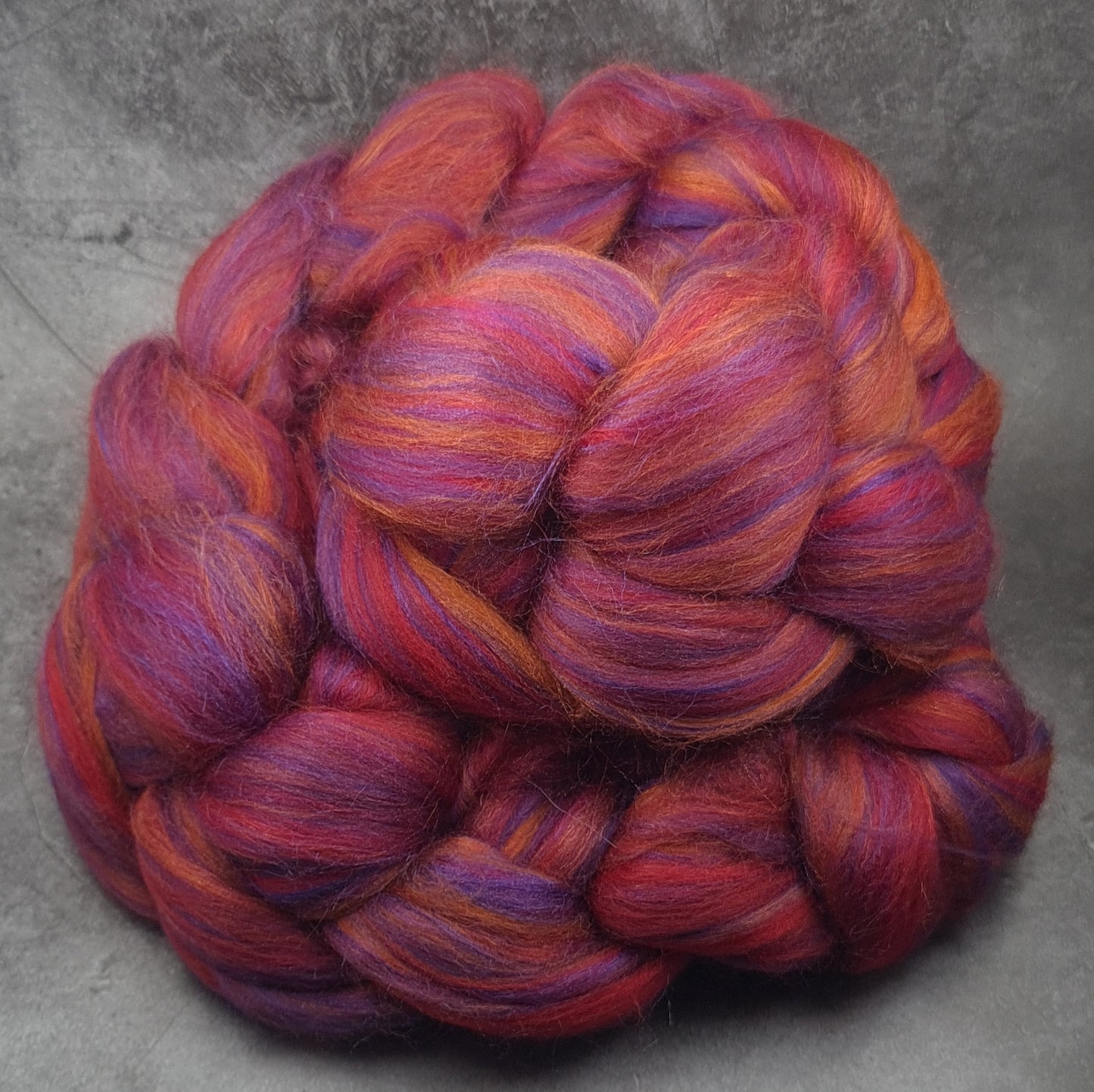 Red Velvet - Super Fine Merino & Tussah Silk combed top - Downend Blend