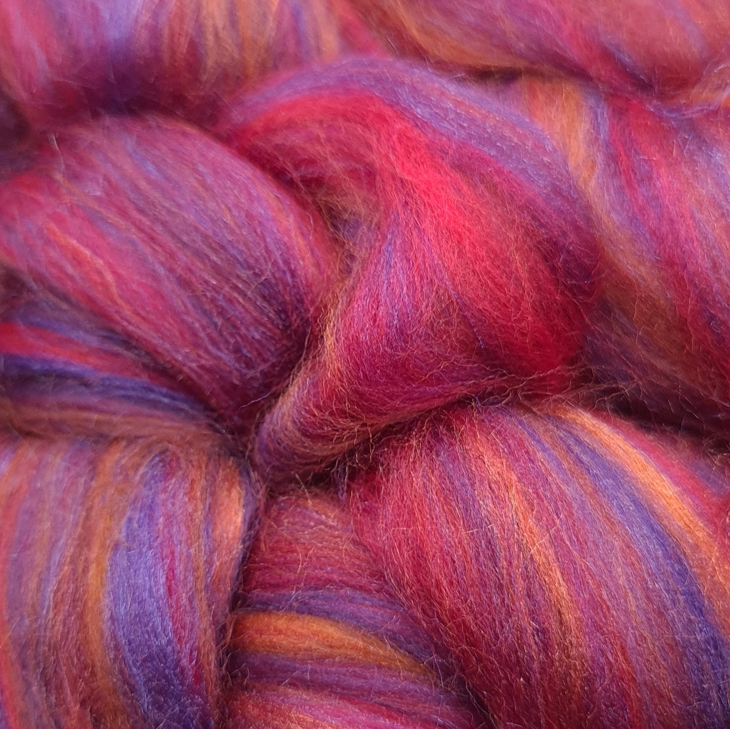 Red Velvet - Super Fine Merino & Tussah Silk combed top - Downend Blend