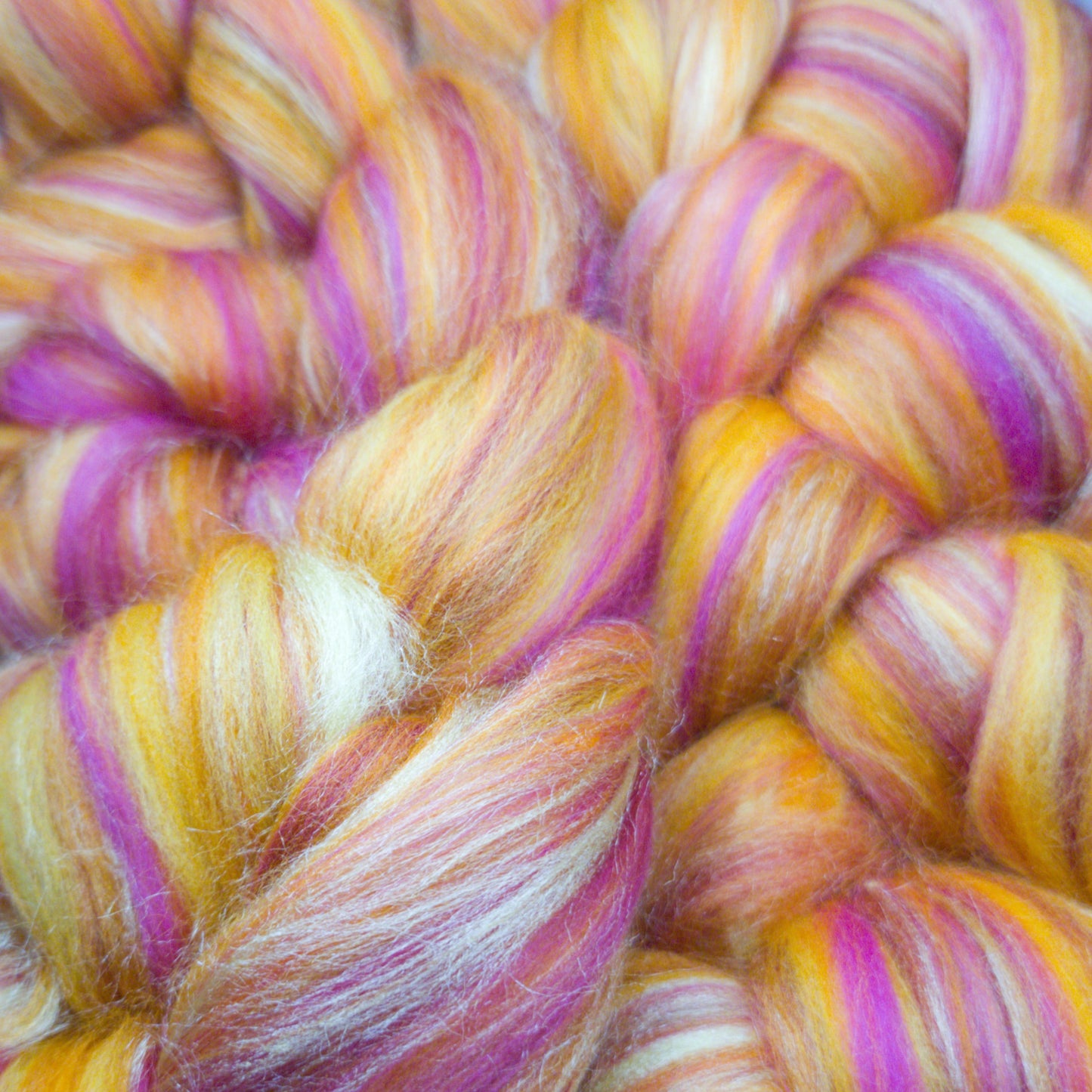 Fruit Salad - Super Fine Merino & Tussah Silk combed top - Downend Blend