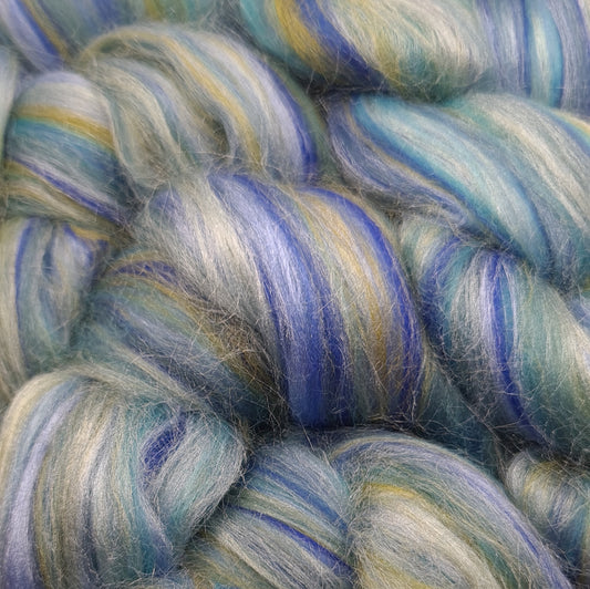 Blue Lagoon - Super Fine Merino & Tussah Silk combed top - Downend Blend