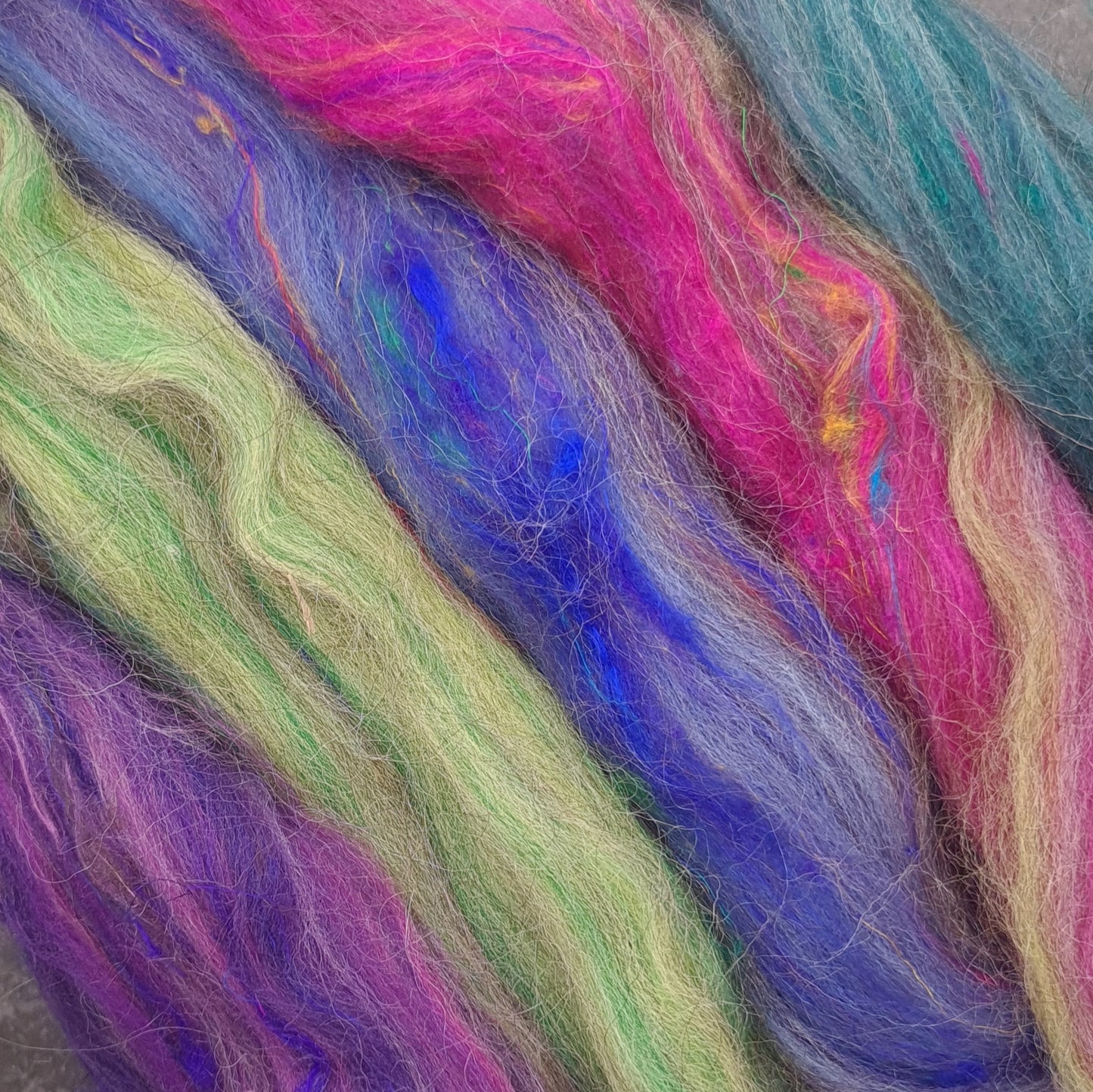 Aster - Corriedale, UK Alpaca & Sari Silk Combed Top - Winnham Blend