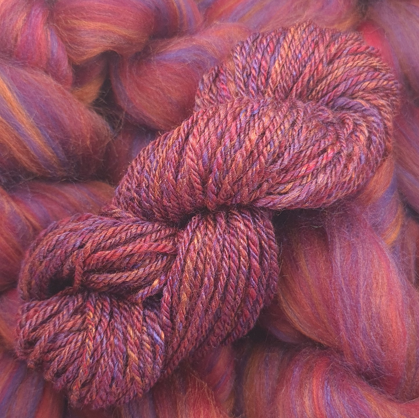 Red Velvet - Super Fine Merino & Tussah Silk combed top - Downend Blend