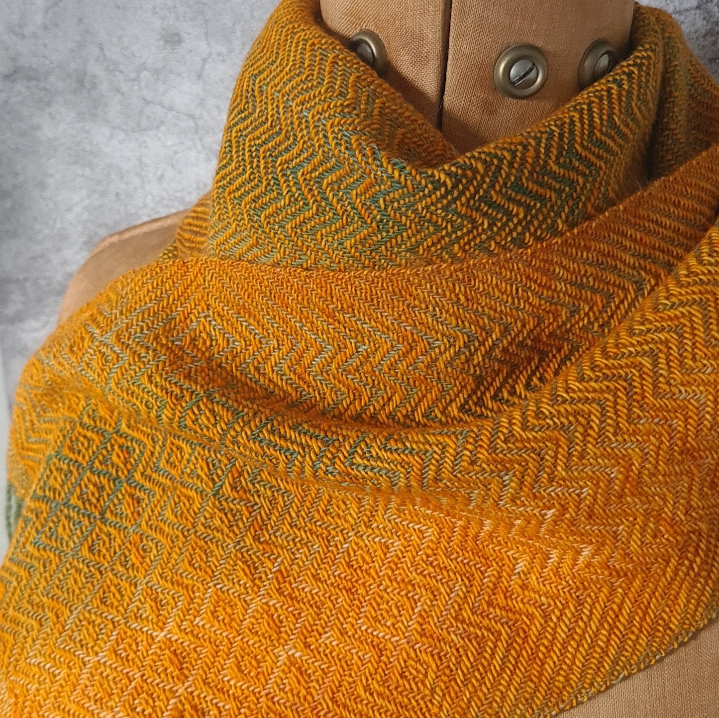 Orange and Green Zigzag Twill Skinny Scarf