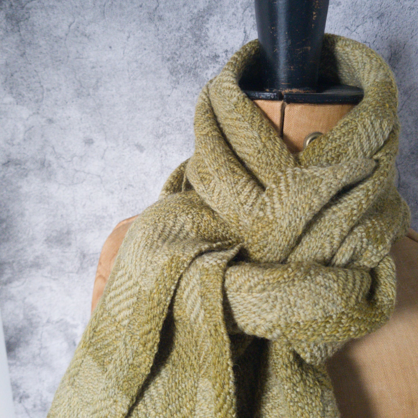 Olive Twill Block Scarf