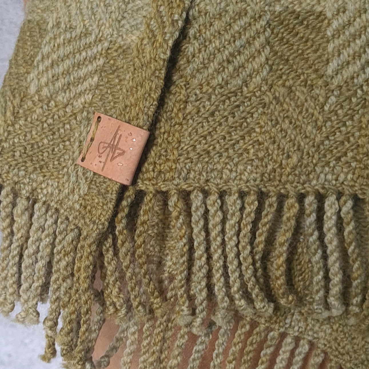 Olive Twill Block Scarf