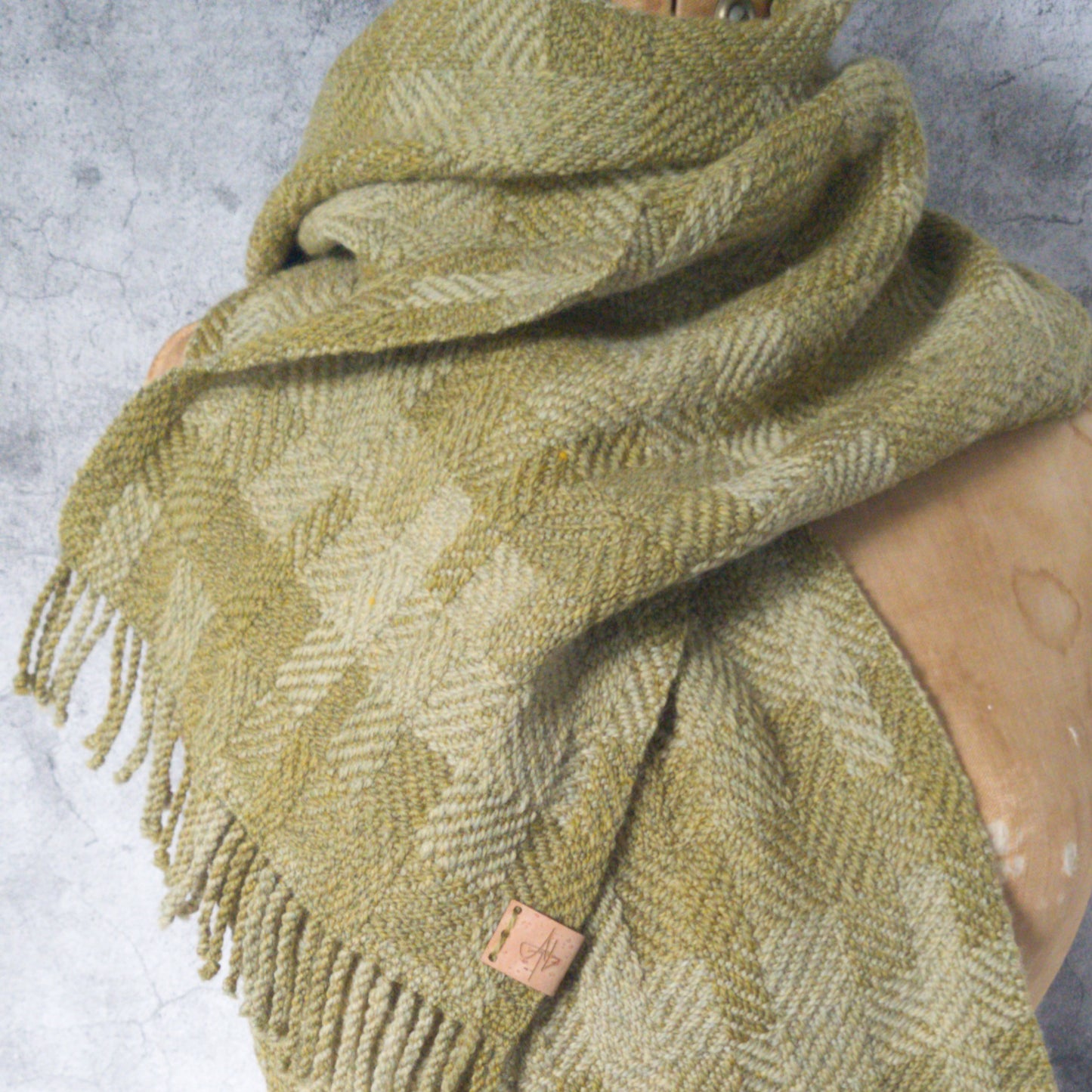 Olive Twill Block Scarf