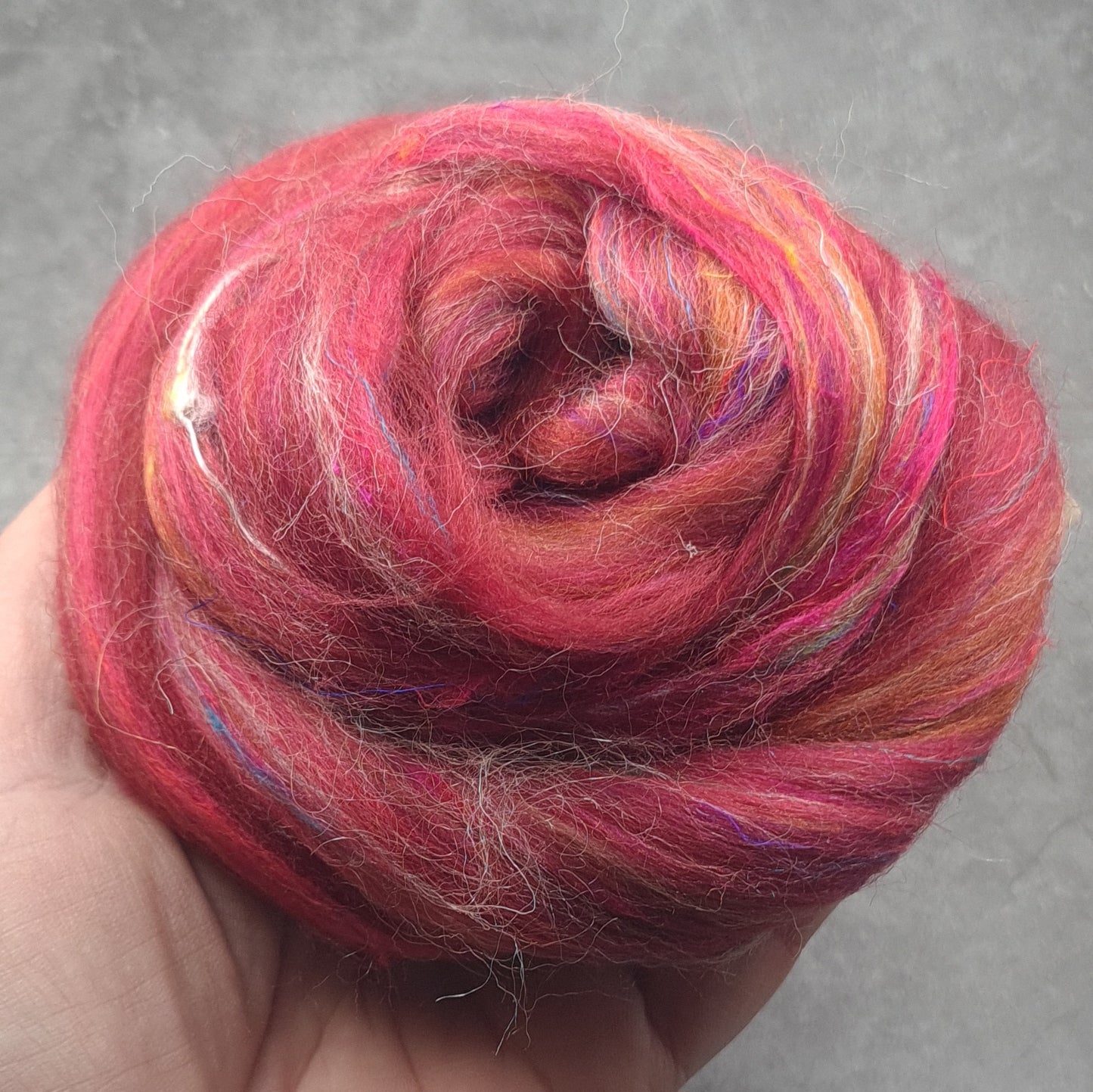 Snapdragon - Corriedale, UK Alpaca & Sari Silk Combed Top - Winnham Blend