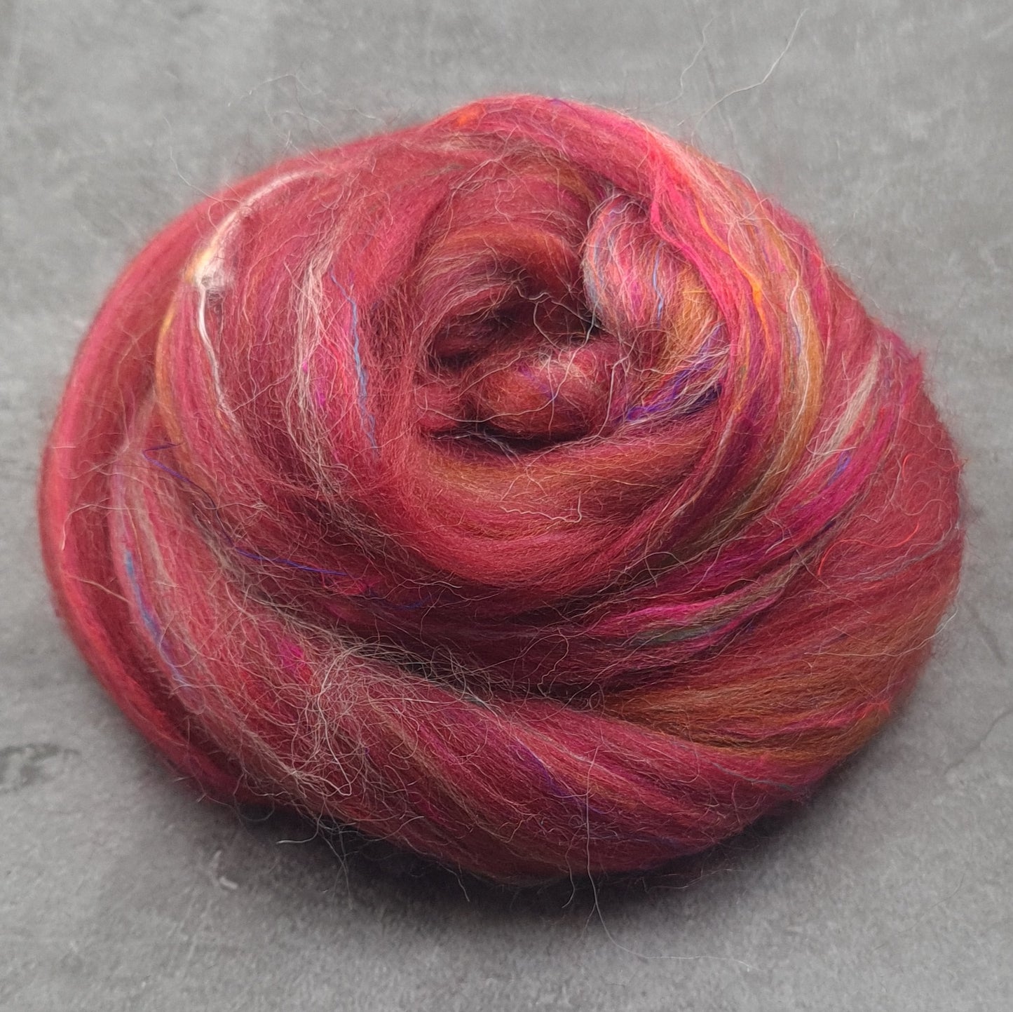 Snapdragon - Corriedale, UK Alpaca & Sari Silk Combed Top - Winnham Blend