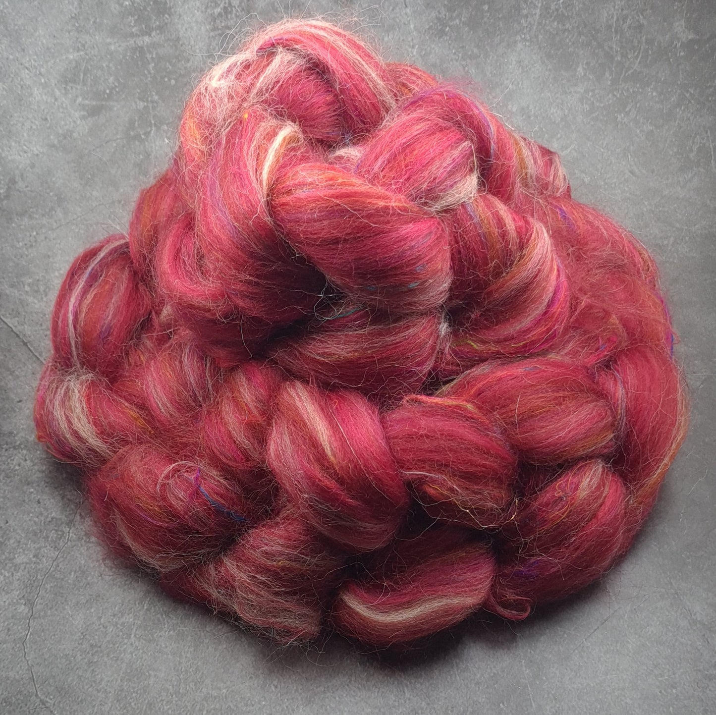 Snapdragon - Corriedale, UK Alpaca & Sari Silk Combed Top - Winnham Blend