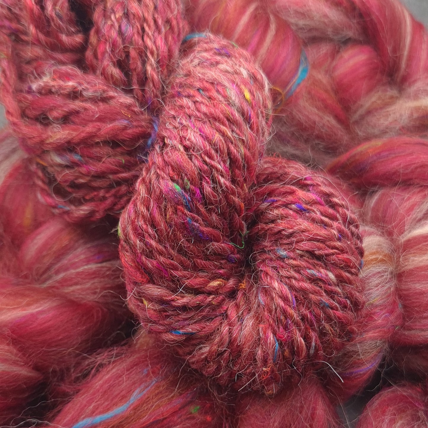 Snapdragon - Corriedale, UK Alpaca & Sari Silk Combed Top - Winnham Blend