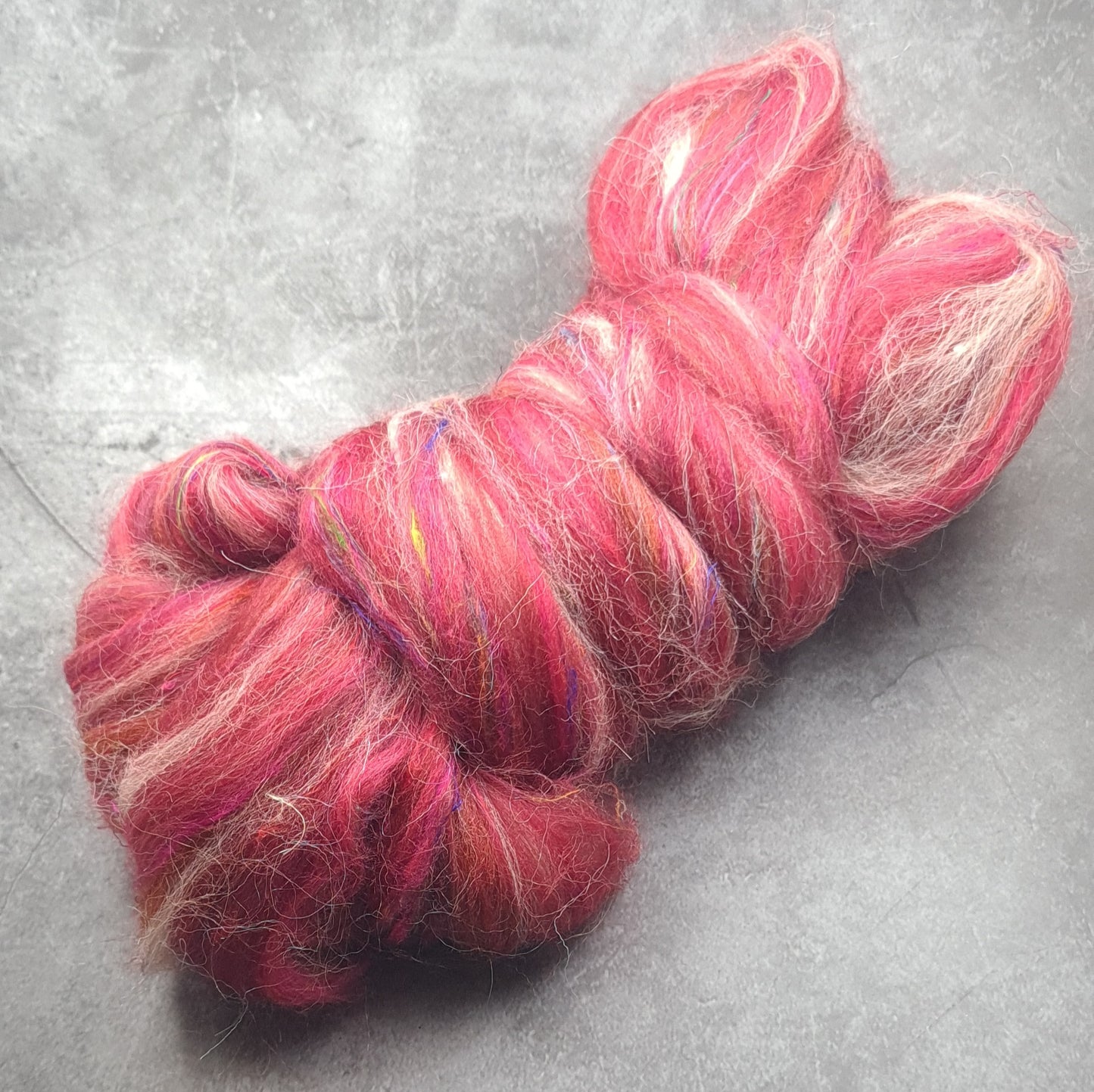 Snapdragon - Corriedale, UK Alpaca & Sari Silk Combed Top - Winnham Blend