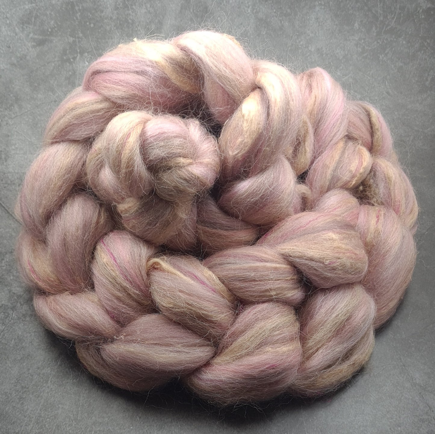 Peony - Corriedale, UK Alpaca & Sari Silk Combed Top - Winnham Blend