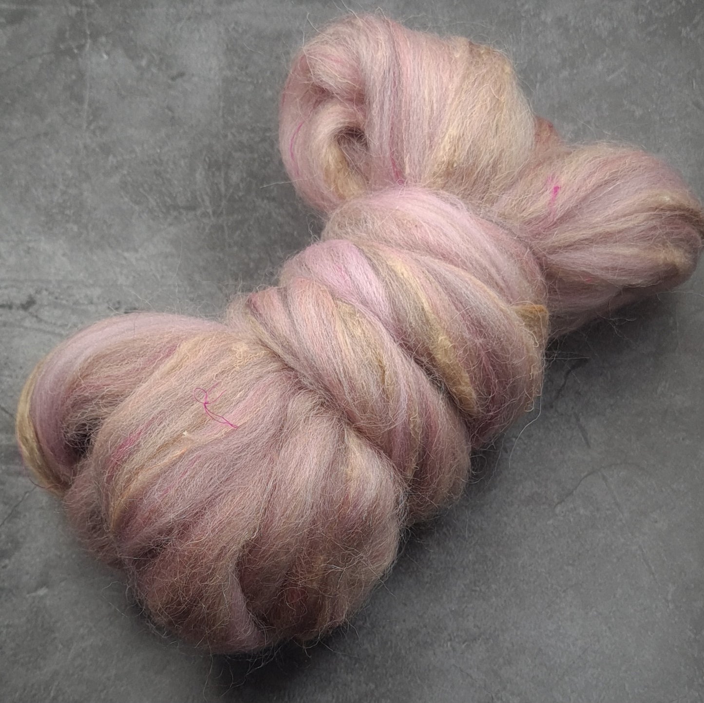 Peony - Corriedale, UK Alpaca & Sari Silk Combed Top - Winnham Blend