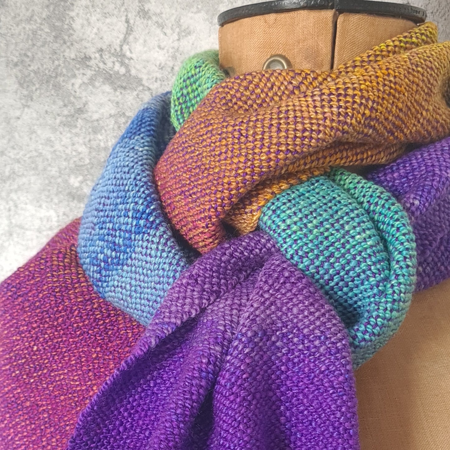 Rainbow Gradient Scarf in Merino and Silk