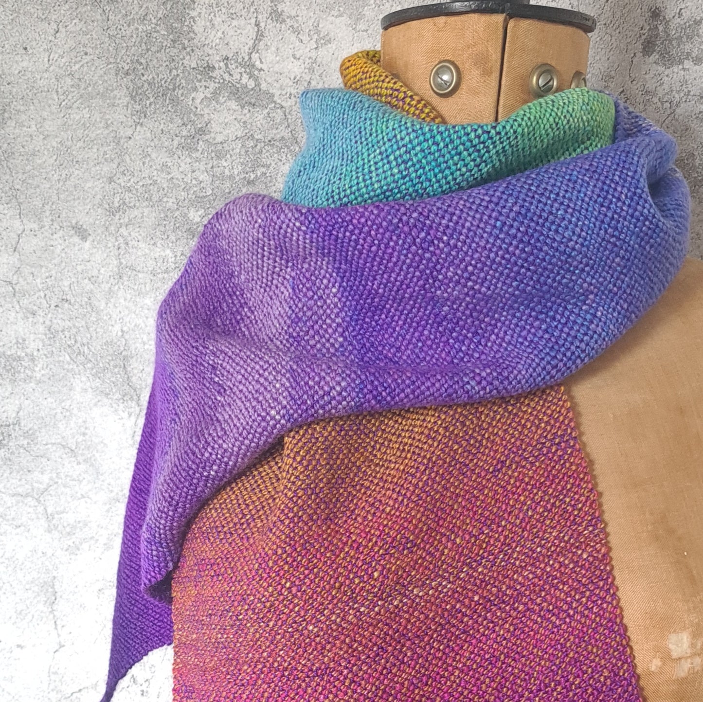 Rainbow Gradient Scarf in Merino and Silk