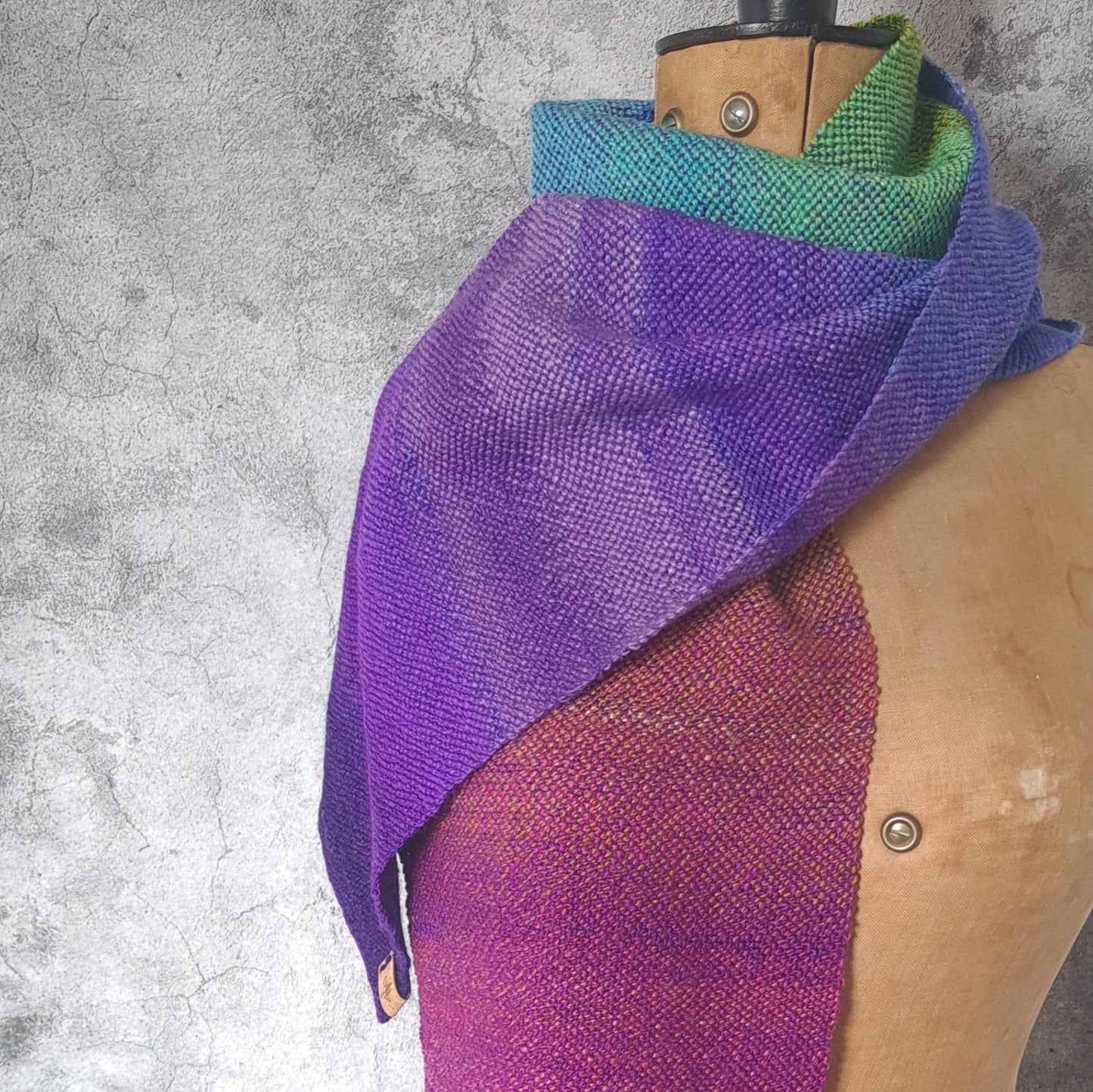 Rainbow Gradient Scarf in Merino and Silk