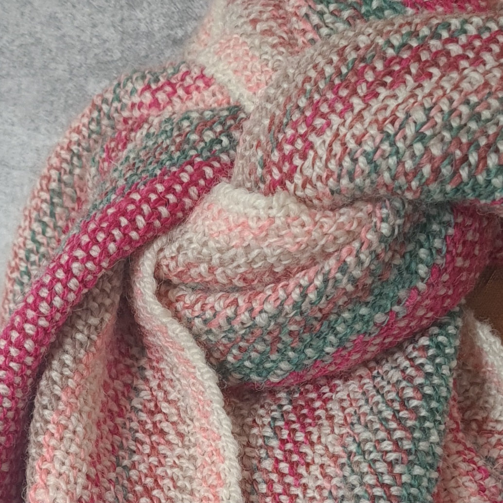 Pink & Teal Scarf, Pure Cambrian Wool Scarf