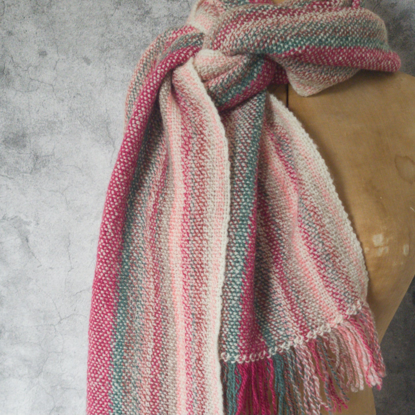 Pink & Teal Scarf, Pure Cambrian Wool Scarf