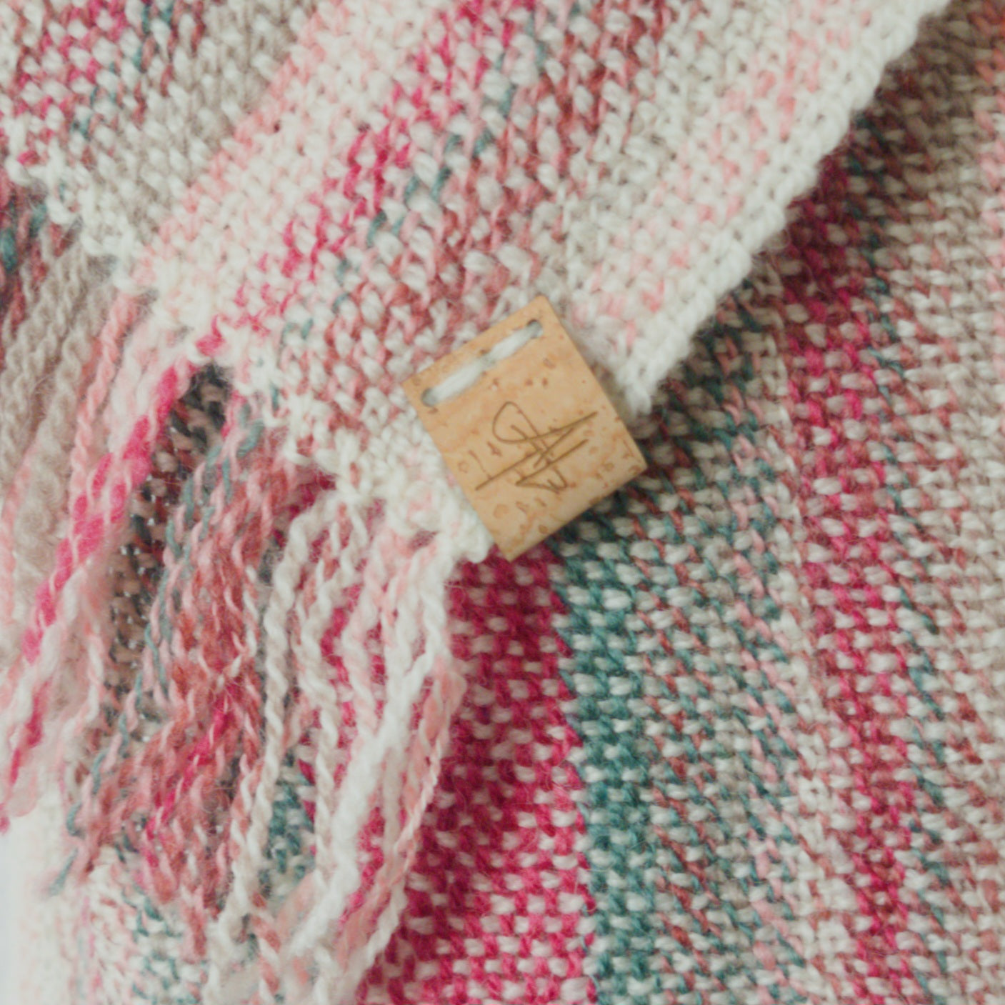 Pink & Teal Scarf, Pure Cambrian Wool Scarf