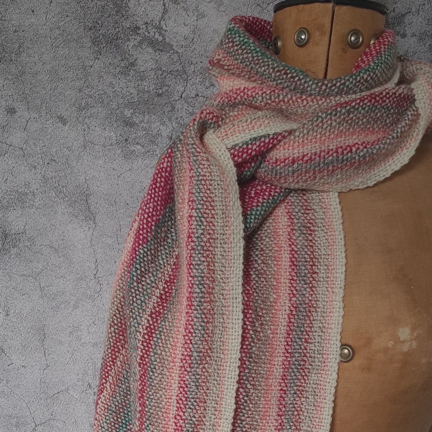 Pink & Teal Scarf, Pure Cambrian Wool Scarf