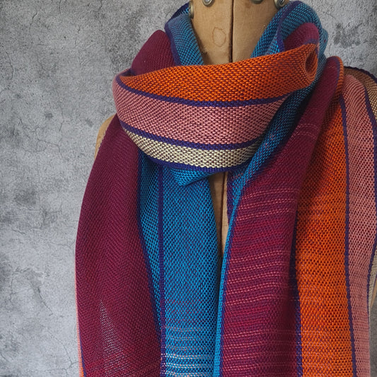 Bold Tencel Shawl - Narrow stripes in purple