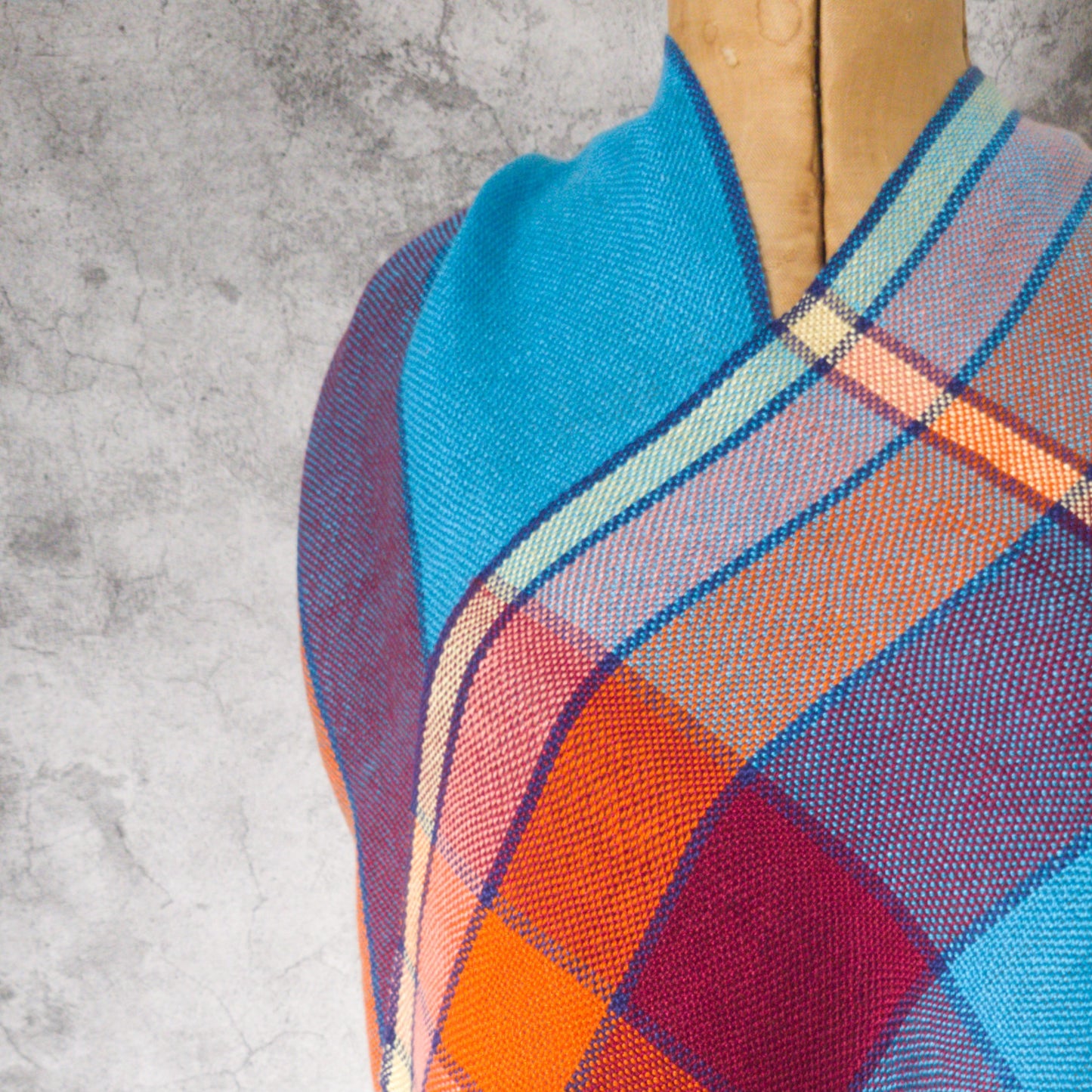 Bold Tencel Shawl - Squares in Turquoise