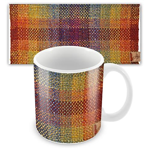 Earthenware Mug printed with handwoven rainbow