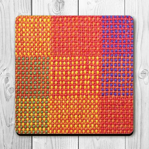 Coaster printed with handwoven image and cork backing