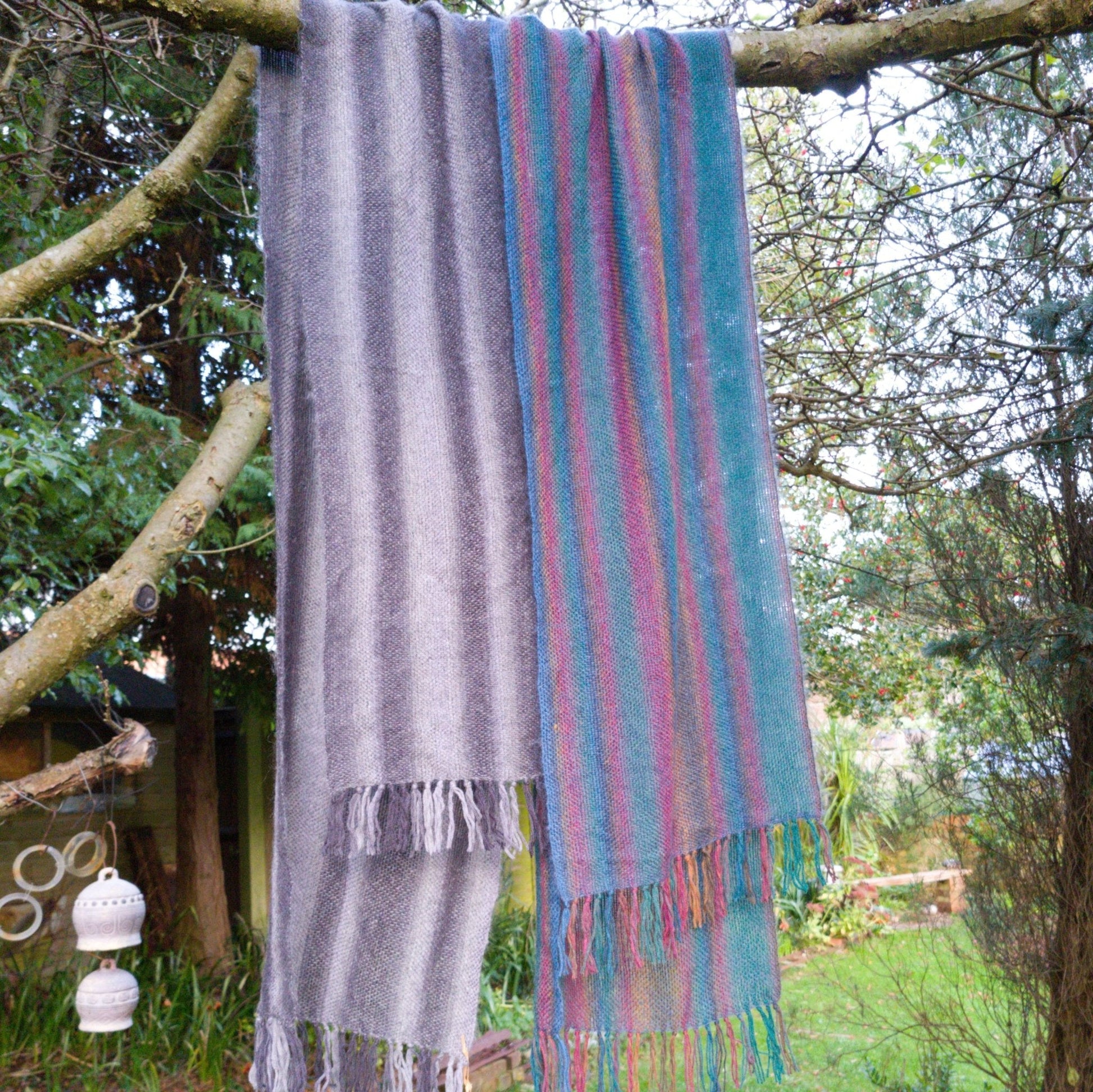 Hand Woven Striped Scarf in Wool, Cashmere, Mohair and Silk a Scarf from A Little Trinket