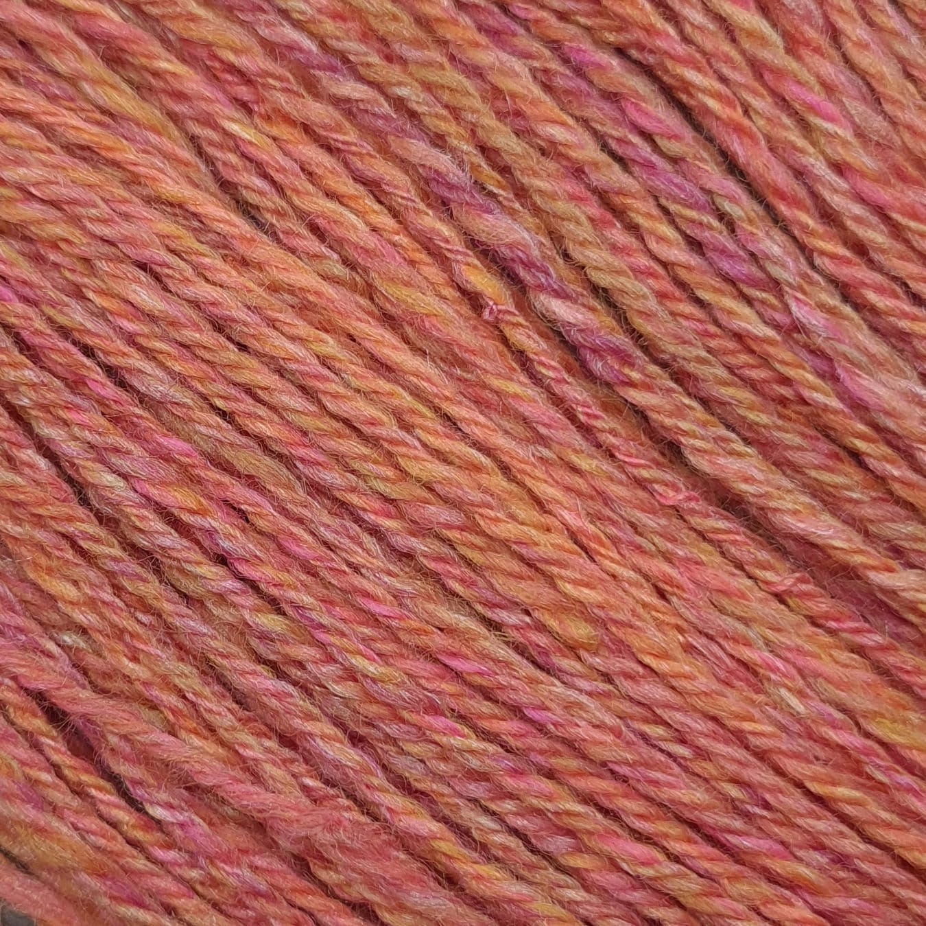 Handspun Worsted/Aran yarn, 20g mini skein, merino wool & silk, orange and pink,
