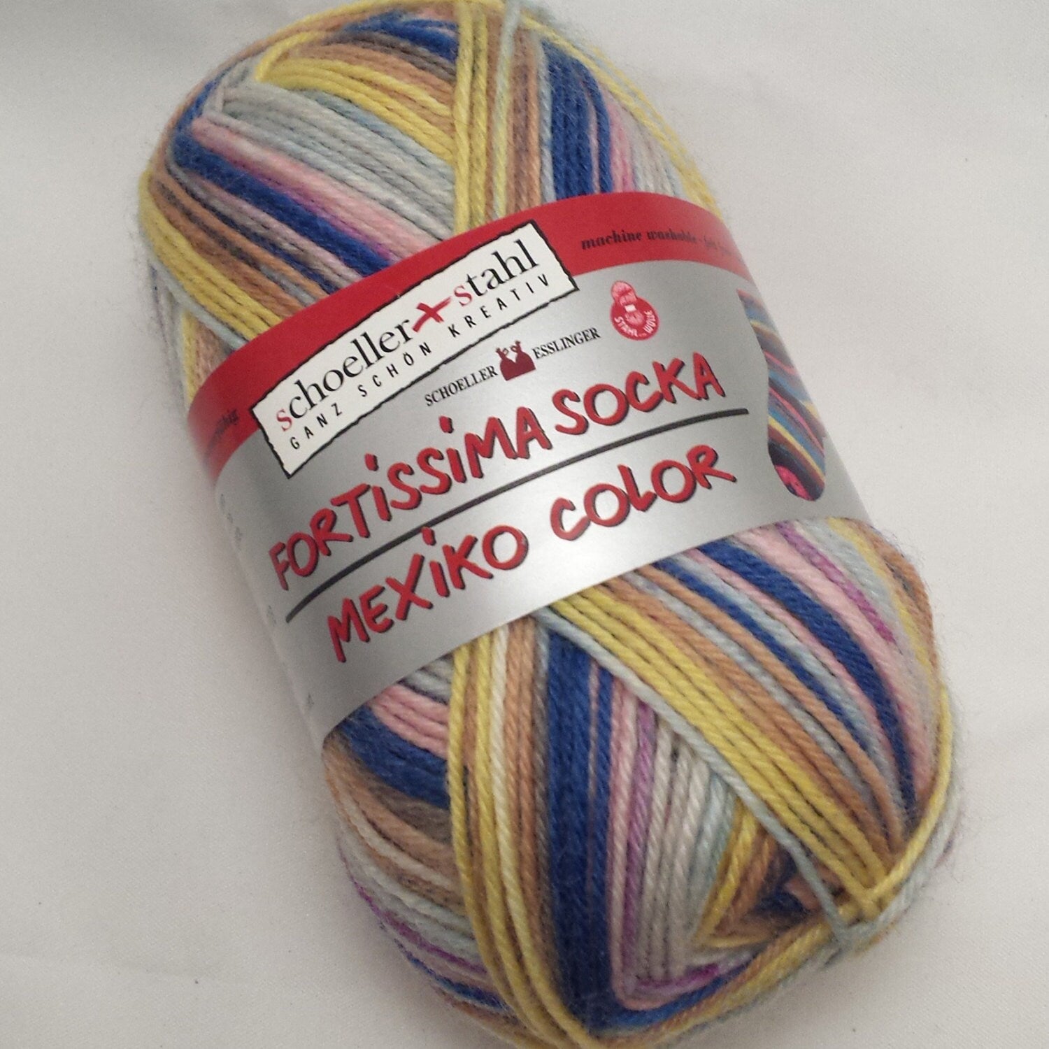 Sock Yarn - Self Patterning. 50g ball of Schoeller and Stahl Fortissima Socka Mexiko Kids Color 037. FREE sock pattern. Wool Polyamide mix